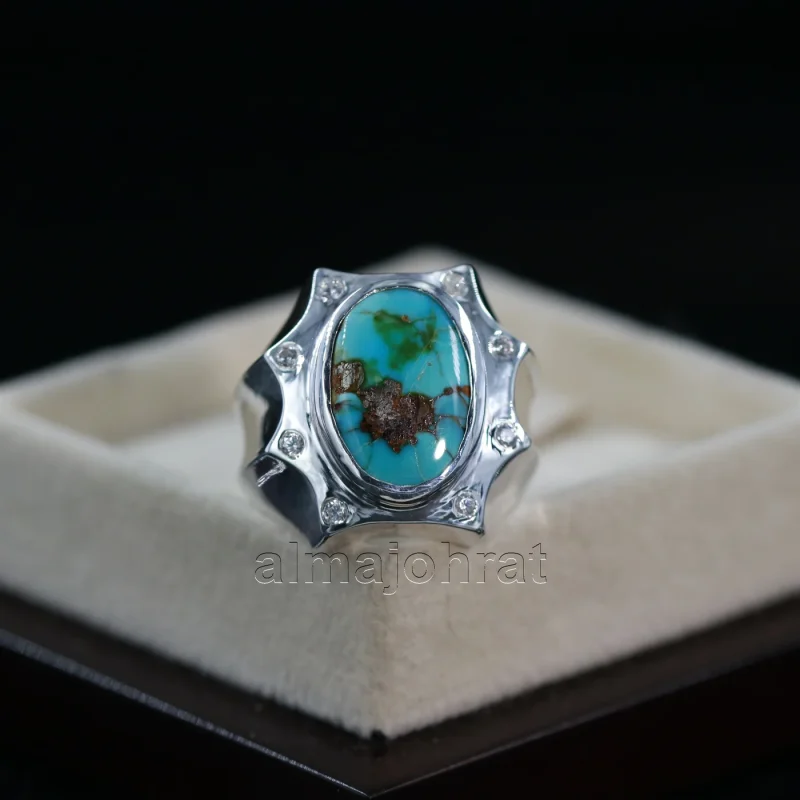 Natural Turquoise Silver 925 Ring Nishaburi feroza 24