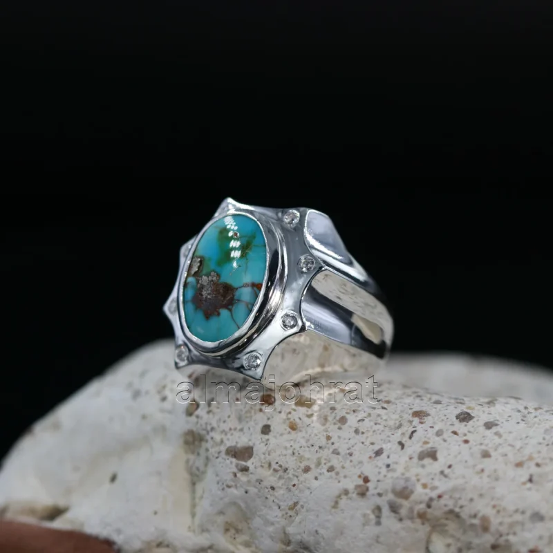 Natural Turquoise Silver 925 Ring Nishaburi feroza 25