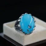 Natural Turquoise Ring - Shajri Feroza Pure Silver Ring - Firoza - Image 7