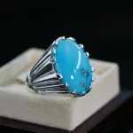 Natural Turquoise Ring - Shajri Feroza Pure Silver Ring - Firoza - Image 6