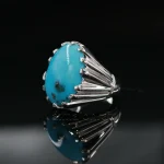 Natural Turquoise Ring - Shajri Feroza Pure Silver Ring - Firoza