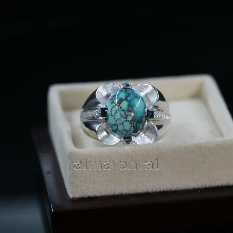Natural Turquoise Silver 925 Ring Nishaburi feroza 38