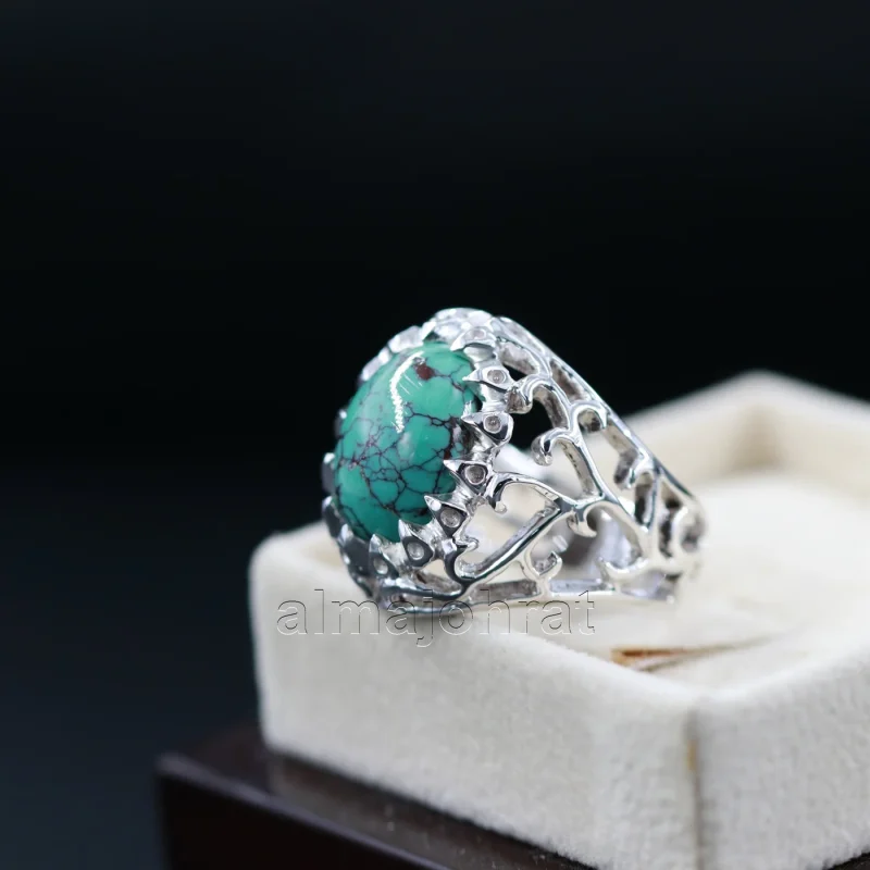 Natural Turquoise Silver 925 Ring Nishaburi feroza 4