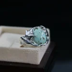 Natural Turquoise Ring - Nishaburi Shajri Feroza Pure Silver Ring