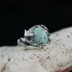 Natural Turquoise Ring - Nishaburi Shajri Feroza Pure Silver Ring - Image 3
