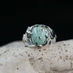 Natural Turquoise Ring - Nishaburi Shajri Feroza Pure Silver Ring - Image 4
