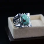 Natural Turquoise Ring - Nishaburi Feroza Pure Silver Ring - Image 3
