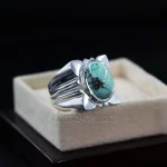 Natural Turquoise Ring - Nishaburi Feroza Pure Silver Ring - Image 2