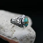 Nishaburi Feroza - Natural Turquoise Silver 925 Ring - Image 2
