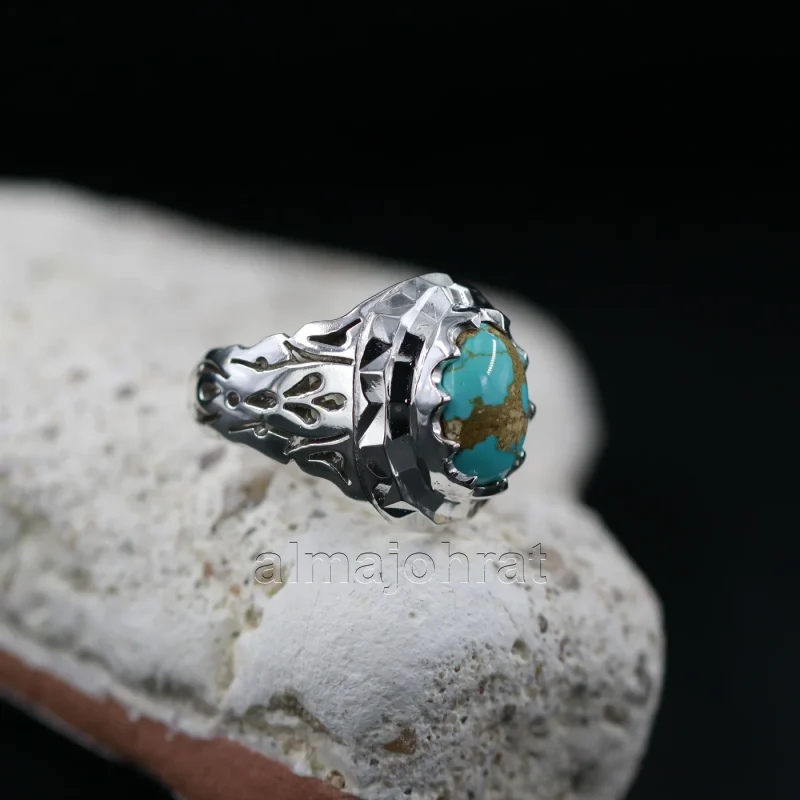 Natural Turquoise Silver 925 Ring Nishaburi feroza 6
