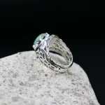 Nishaburi Feroza - Natural Turquoise Silver 925 Ring - Image 3