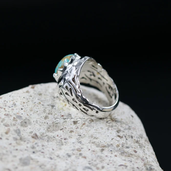 Nishaburi Feroza - Natural Turquoise Silver 925 Ring - Image 3