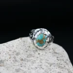 Nishaburi Feroza - Natural Turquoise Silver 925 Ring - Image 4
