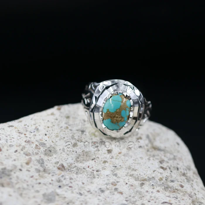 Nishaburi Feroza - Natural Turquoise Silver 925 Ring - Image 4