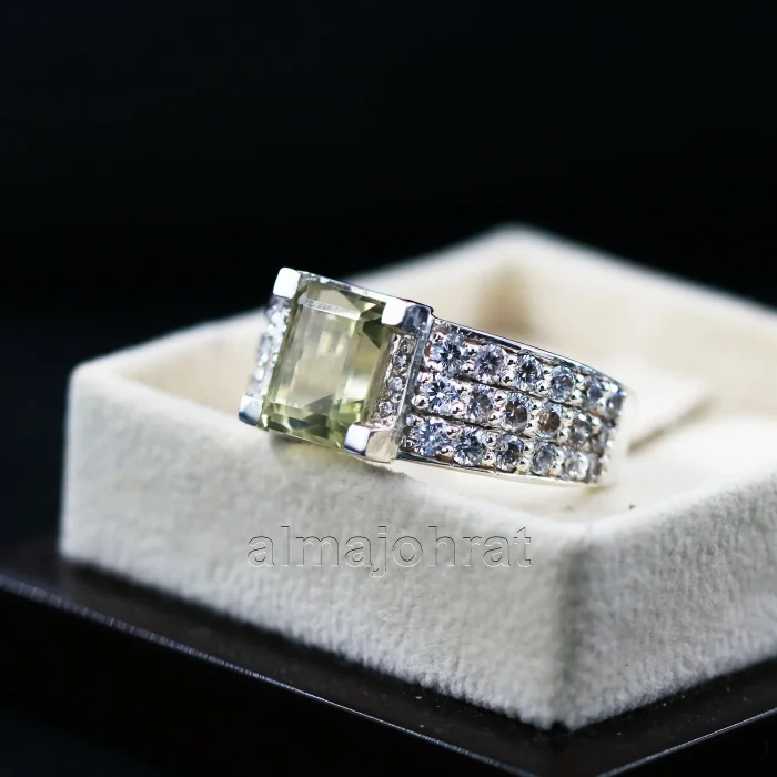 ⁦Natural Citrine Stone -  Lemon Quartz Silver Ring⁩ - الصورة ⁦6⁩