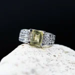 Natural Citrine Stone -  Lemon Quartz Silver Ring