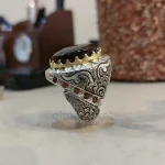 ⁦Yemeni Aqeeq - Natural Brown Yemen Agate Ring - Pure Silver⁩ - الصورة ⁦2⁩