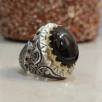 Yemeni Aqeeq - Natural Brown Yemen Agate Ring - Pure Silver