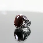 Yemeni Aqeeq - Natural Red Yemen Agate Ring - Pure Silver