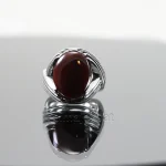 Yemeni Aqeeq - Natural Red Yemen Agate Ring - Pure Silver - Image 2