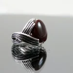 Yemeni Aqeeq - Natural Red Yemen Agate Ring - Pure Silver - Image 3