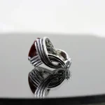 Yemeni Aqeeq - Natural Red Yemen Agate Ring - Pure Silver - Image 5
