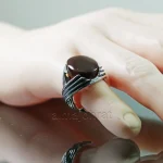 Yemeni Aqeeq - Natural Red Yemen Agate Ring - Pure Silver - Image 6