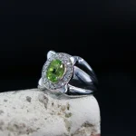 Natural Peridot stone Ring 925 Silver