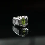 ⁦Natural Peridot Gemstone Ring Pure Silver⁩ - الصورة ⁦2⁩