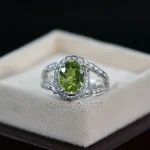 Natural Peridot Gemstone Ring Pure Silver