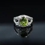 ⁦Natural Peridot Gemstone Ring Pure Silver⁩ - الصورة ⁦2⁩
