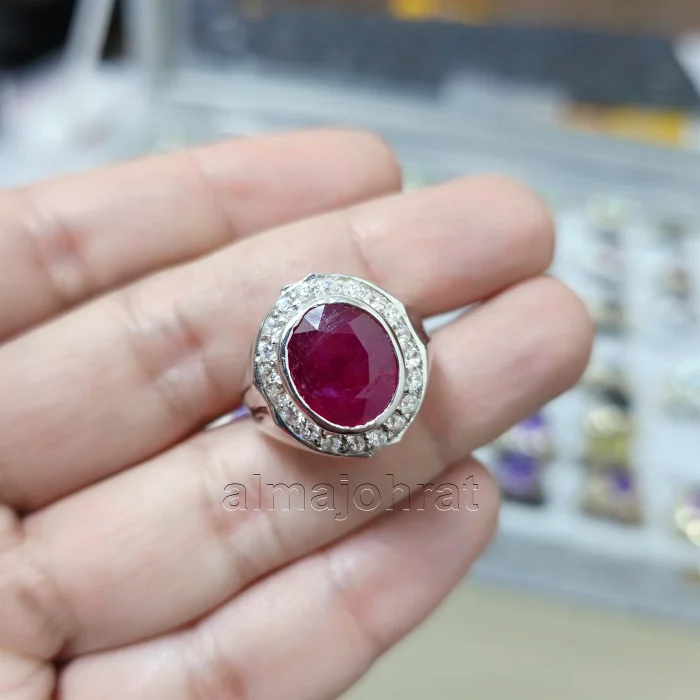 ⁦Natural Ruby Stone Ring - Pure Silver Ring⁩ - الصورة ⁦1⁩