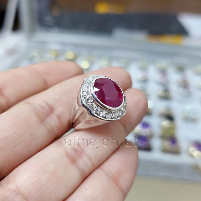 ⁦Natural Ruby Stone Ring - Pure Silver Ring⁩ - الصورة ⁦2⁩