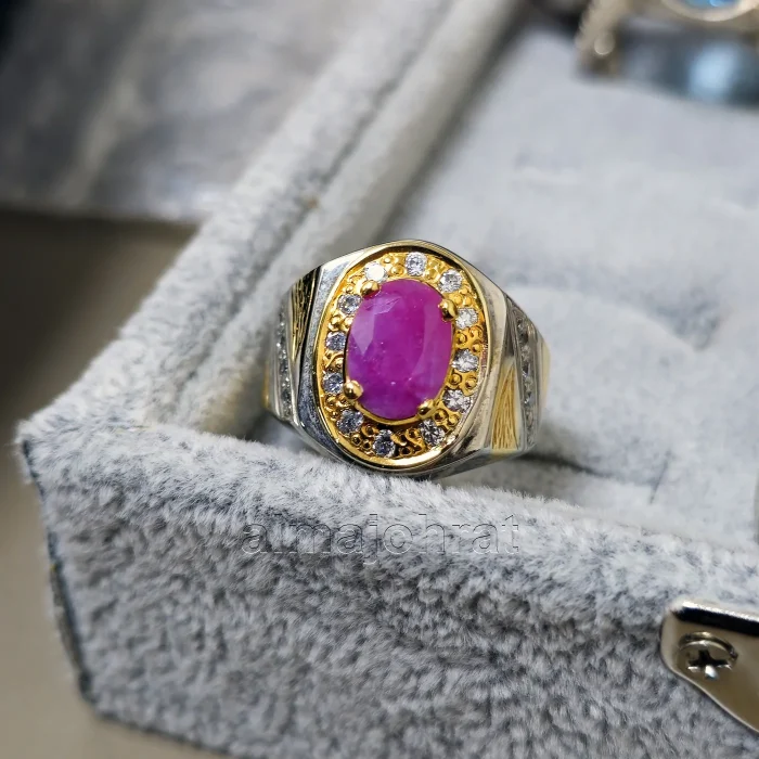 ⁦Natural Ruby (Untreated) Stone Ring - Pure Silver Ring⁩ - الصورة ⁦3⁩