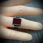Turkish Ring Silver 925 - Red Aqeeq Natural Agate - Image 2