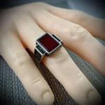 Turkish Ring Silver 925 - Red Aqeeq Natural Agate - Image 3