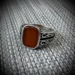 Turkish Ring Silver 925 - Red Aqeeq Natural Agate