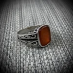 Turkish Ring Silver 925 - Red Aqeeq Natural Agate - Image 2