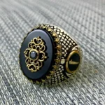 Turkish Ring Silver 925 - Black Aqeeq Natural Agate
