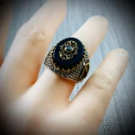 Turkish Ring Silver 925 - Black Aqeeq Natural Agate - Image 3