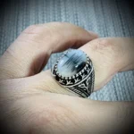 Turkish Ring Silver 925 - Shajri Aqeeq Natural Agate - Image 3