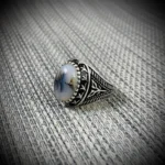 Turkish Ring Silver 925 - Shajri Aqeeq Natural Agate - Image 2