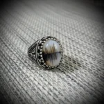 Turkish Ring Silver 925 - Shajri Aqeeq Natural Agate