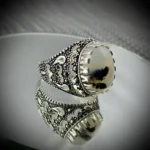 Turkish Ring Silver 925 - Shajri Aqeeq Natural Agate
