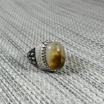 Turkish Ring Silver 925 - Shajri Aqeeq Natural Agate
