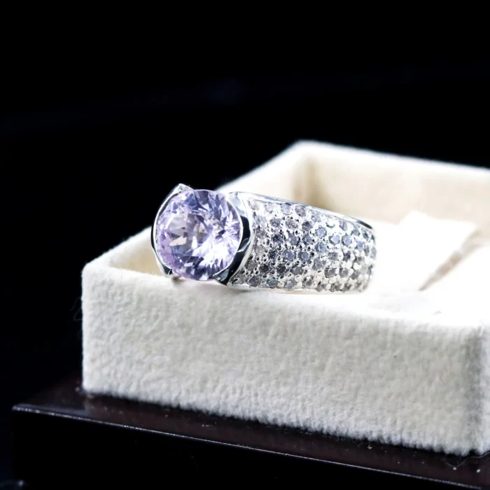 Natural Kunzite Ring Women - Pure Silver Ring - Image 2