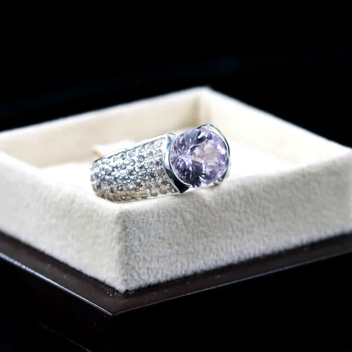 Natural Kunzite Ring Women - Pure Silver Ring - Image 3