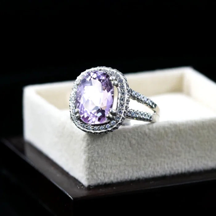 Natural Kunzite Ring Women - 925 Silver Ring - Image 4
