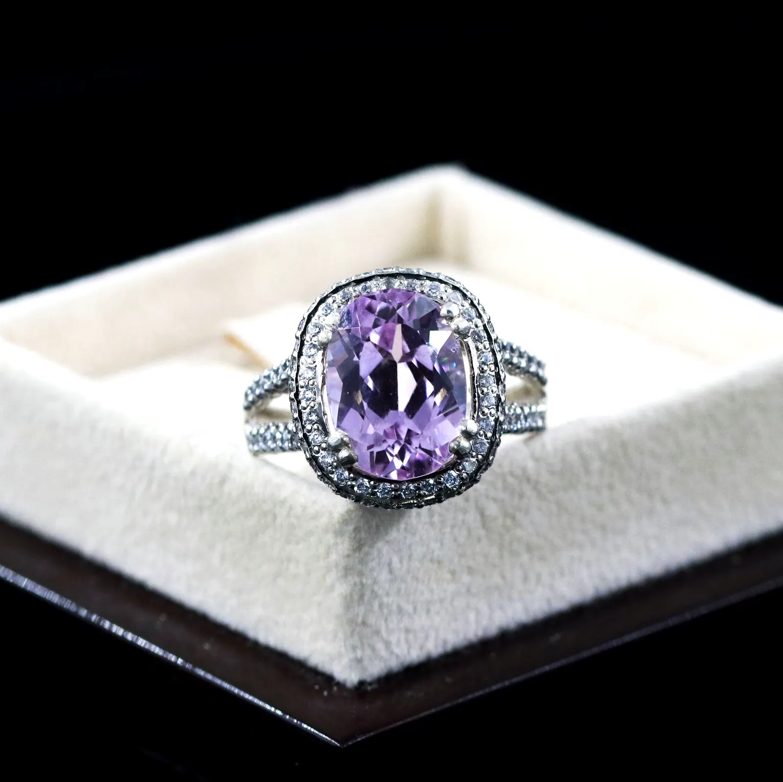 Kunzite Ring Pure Silver 925 - Natural Kunzite. Spodumene (2)_watermarked Natural Kunzite Ring Women - 925 Silver Ring - Image 1
