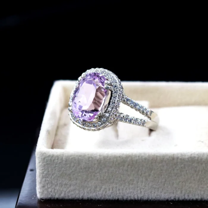 Natural Kunzite Ring Women - 925 Silver Ring - Image 3